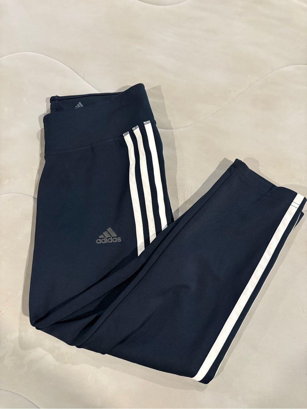 adidas Kids Black Leggings with White Three-Stripes